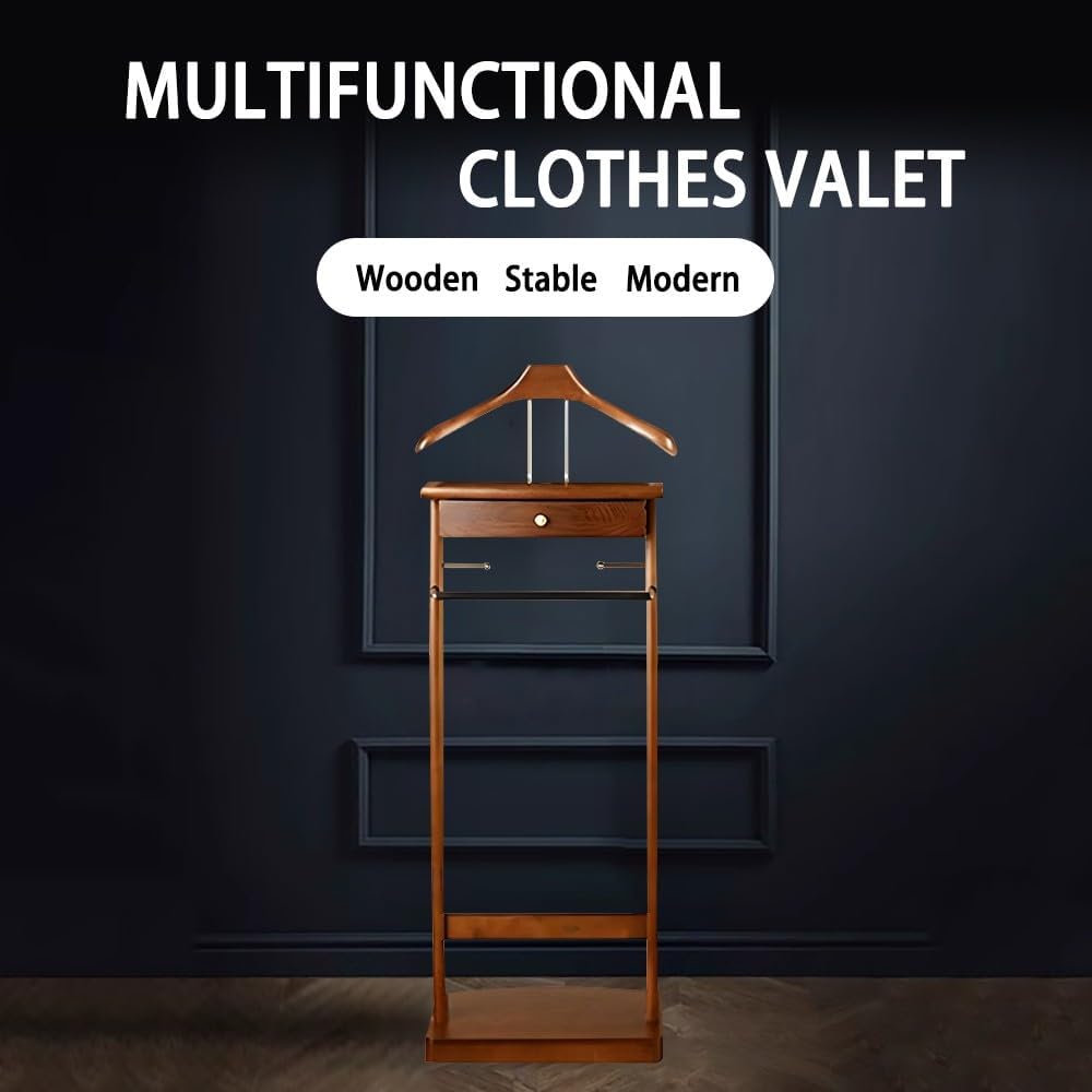 Solid Wood Suit Rack with Pants Bracket and Tie Holder L88096