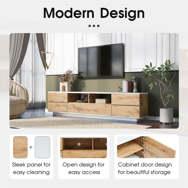 TV Stand for Living Room Entertainment Center with Storage, Natural M98184