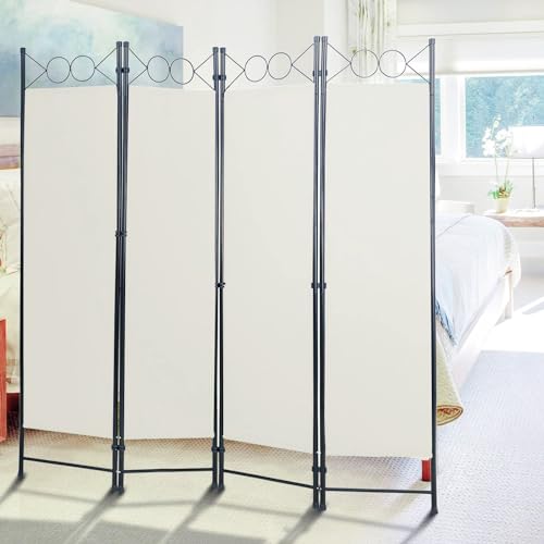 Room Divider 4 Panels 6FT Folding Privacy Screen with Steel Frame, Blue K44295