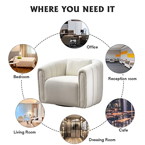 ANJ Swivel Barrel Chair with Plump Pillow, Green V36499