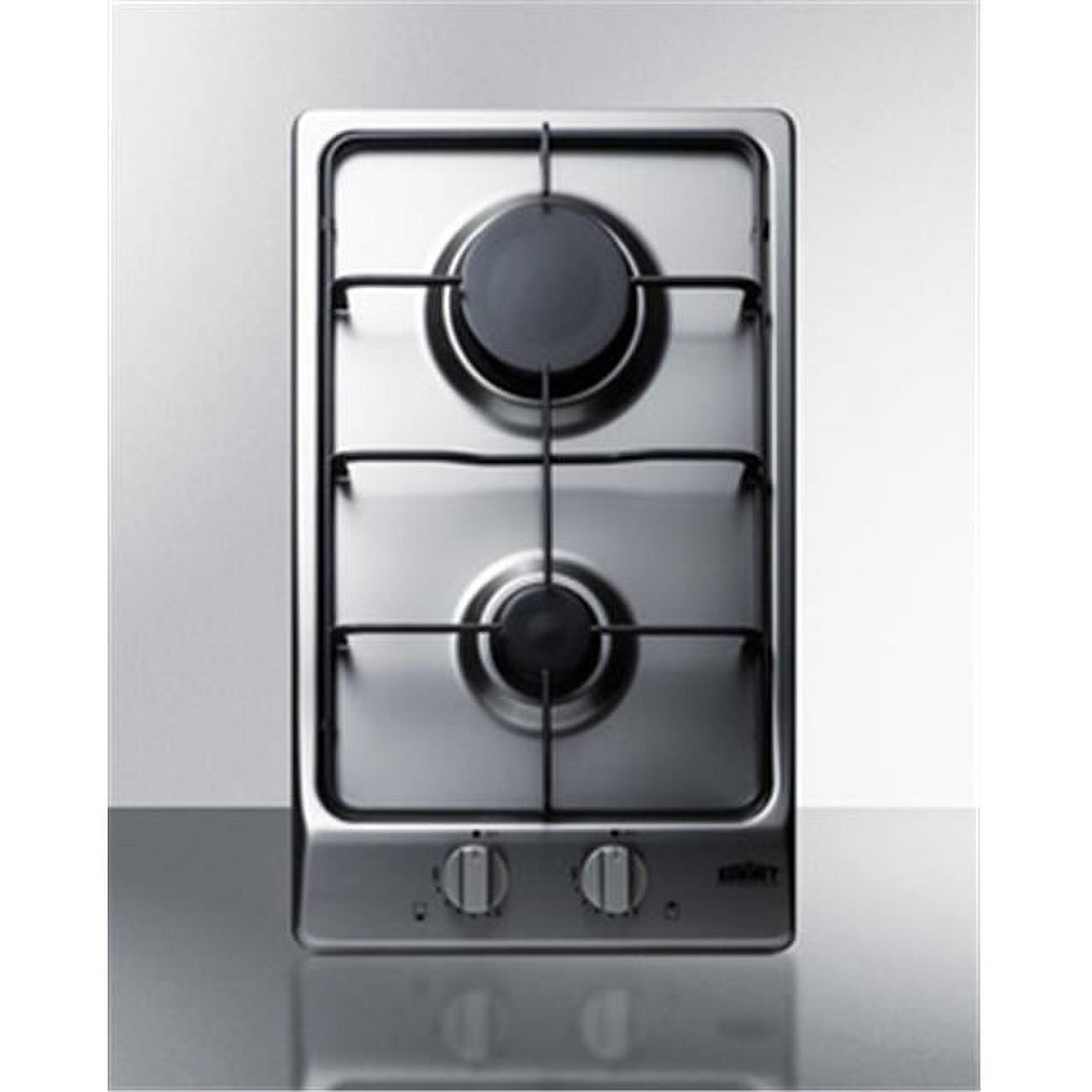 Summit 2 Burner Gas Cooktop with Sealed Burners & A Stainless Steel Surface, Stainless Steel