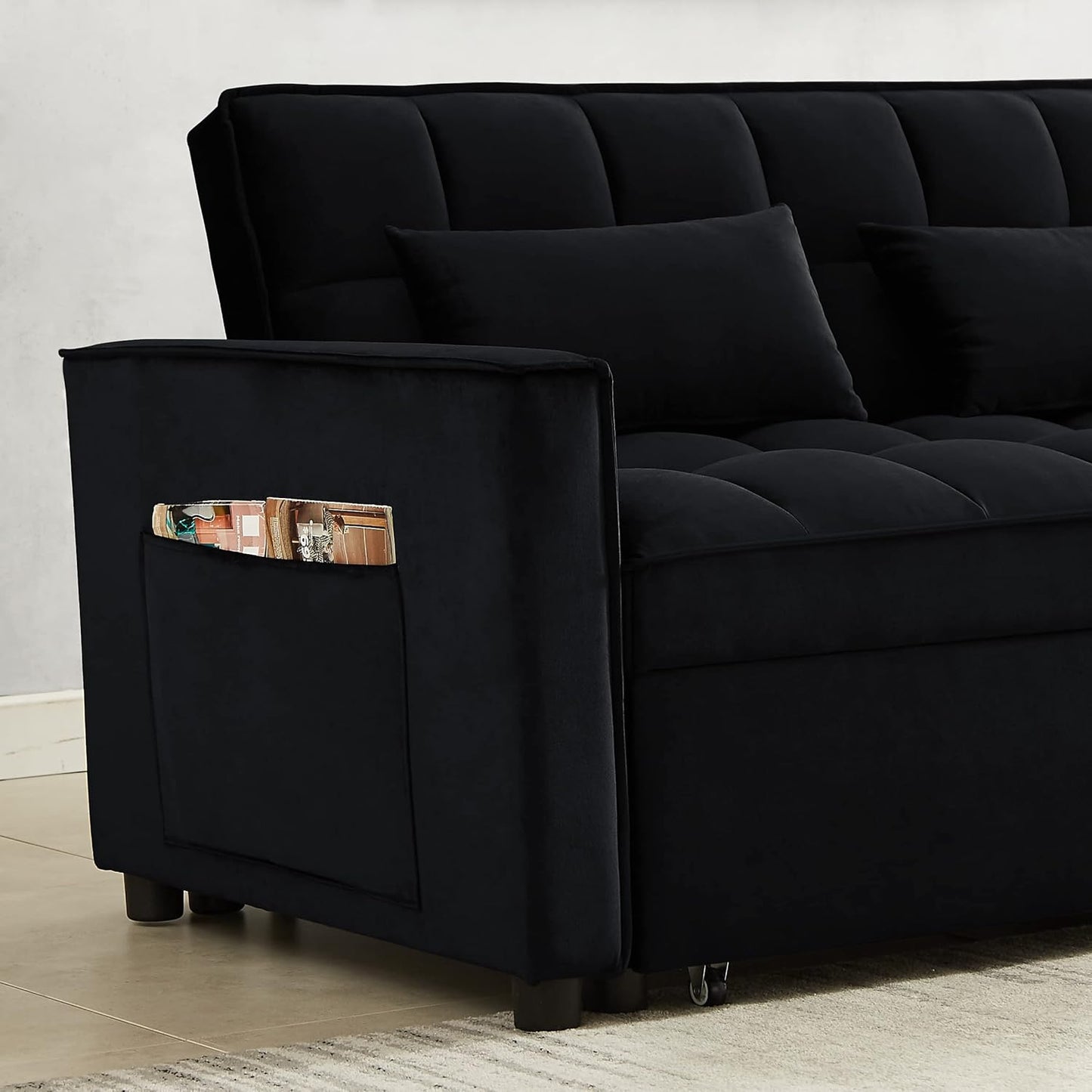 3 in 1 Convertible Sleeper Sofa Couch with Pull Out Bed, Small Futon Loveseat Y341000