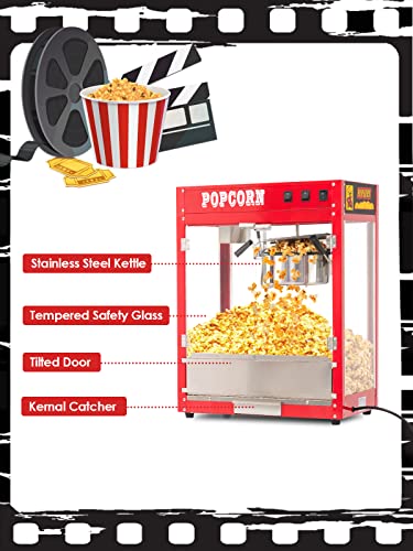 Vintage Popcorn Machine with 8 Oz Kettle, Red W22526