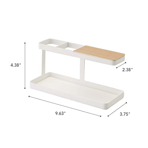 YAMAZAKI home 2299 Desk Bar-Wood & Steel Organizer, White N5608