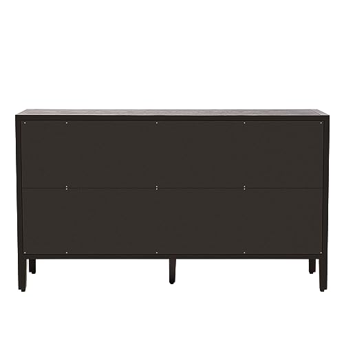 Amposei Modern Sideboard Cabinet 58.2-Inch Credenza with Glass Door, Black G647219