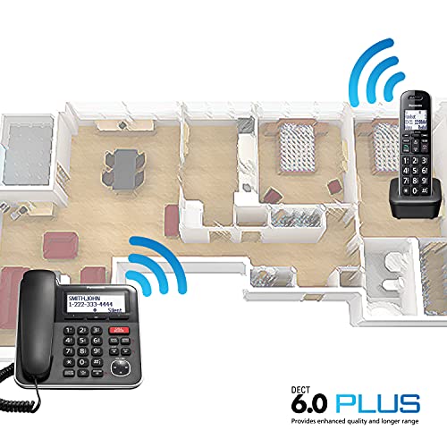 Panasonic Expandable Corded/Cordless Phone System with Answering Machine – 2 Handsets, KX-TGB852B (Black) T249