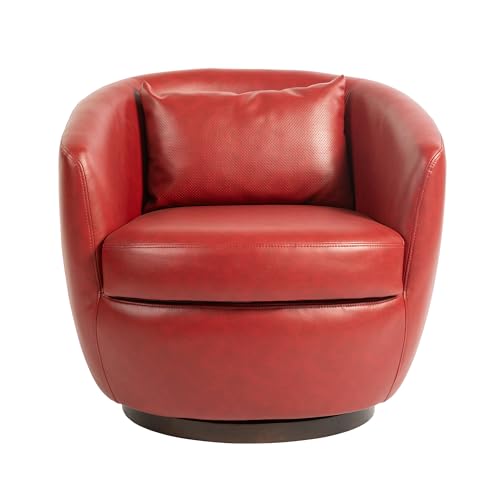 360° Swivel Barrel Chair with Hidden Storage, PU Leather, Light Beige P751