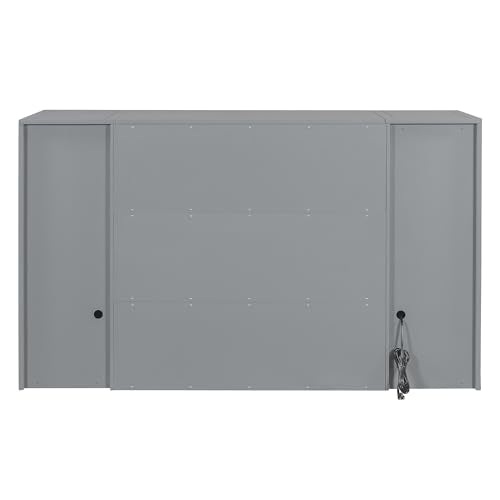 Merax Murphy Bed Full Size with Storage and USB Ports, White R4587