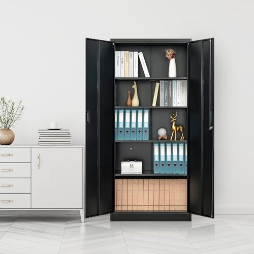 Metal Storage Cabinet 72" Lockable Garage Tool Cabinet with Doors and Shelves A825