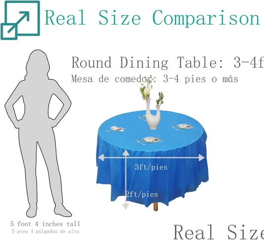 12pk Plastic Round Table Cover 84" Diameter, Royal Blue T13497