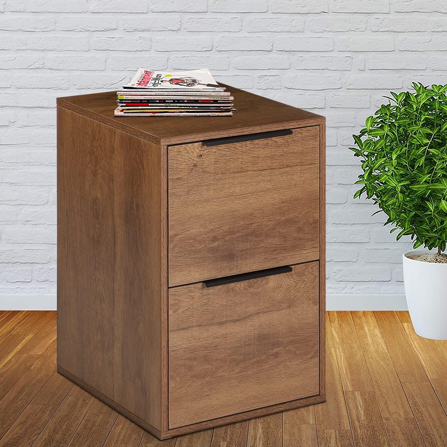 GREATMEET Wood 2 Drawers Vertical File Cabinet for Letter Size, Home Office K8741