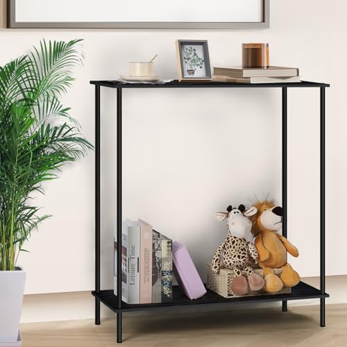 Narrow Console Table 31" Entryway Table, 2 Tier Slim Sofa Table, Brown C895
