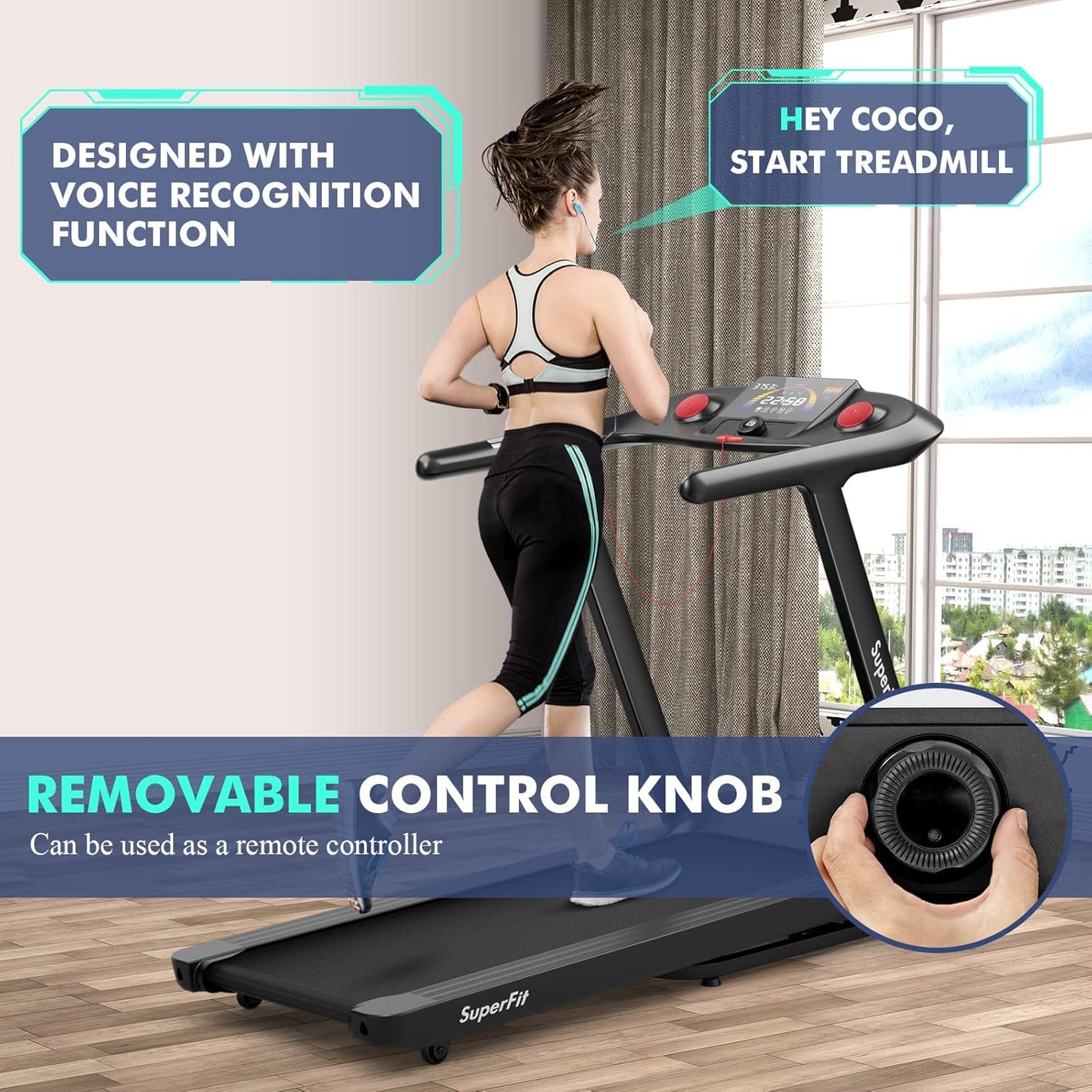 Goplus 4.75HP Folding Treadmill with 15% Auto Incline, APP Control K690920