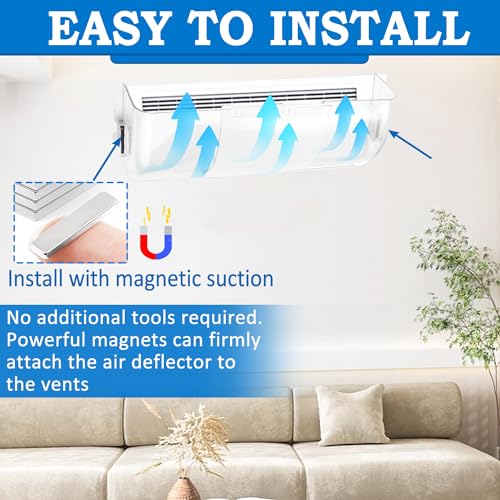Magnetic Air Vent Deflector for Floor, Ceiling & Wall Registers, Adjustable 9-14", 2 Pack Clear N1101