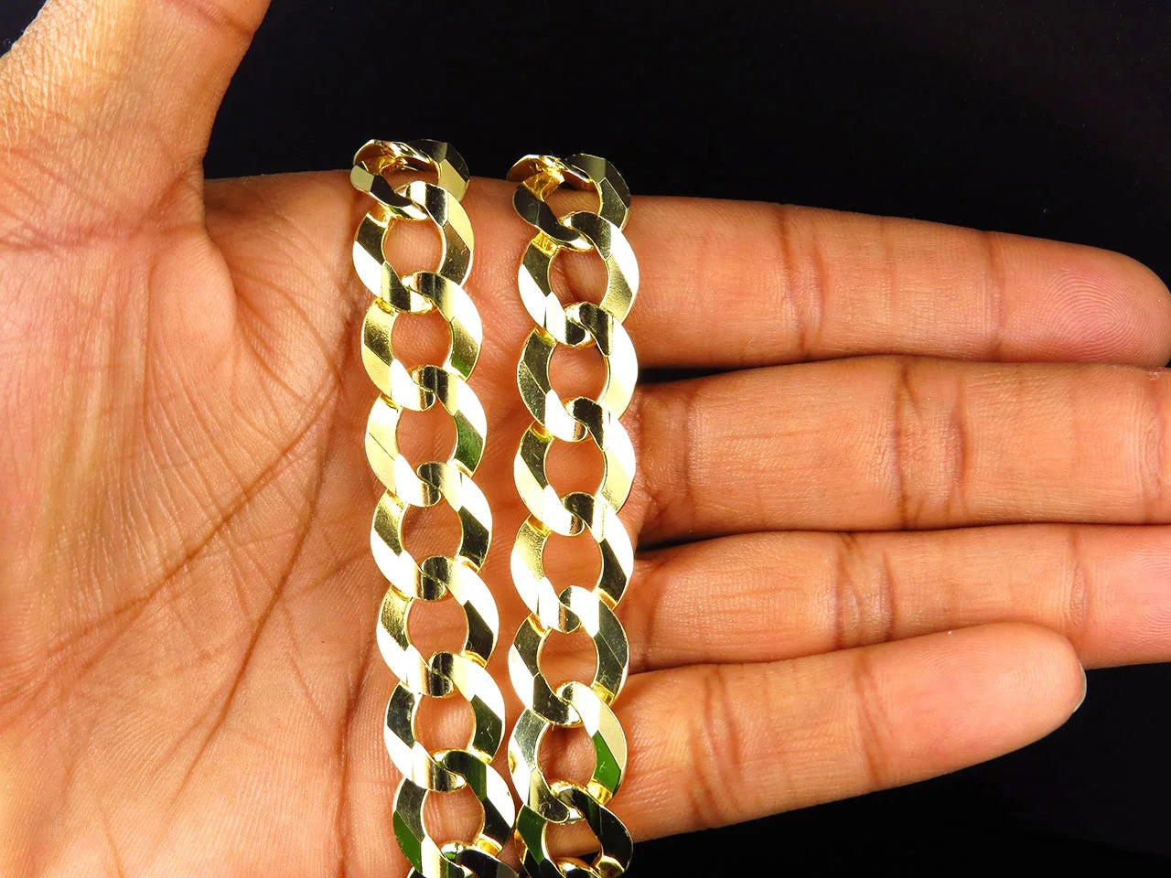 Real 10K Yellow Gold Cuban Link Chain Necklace 20-30" C25434