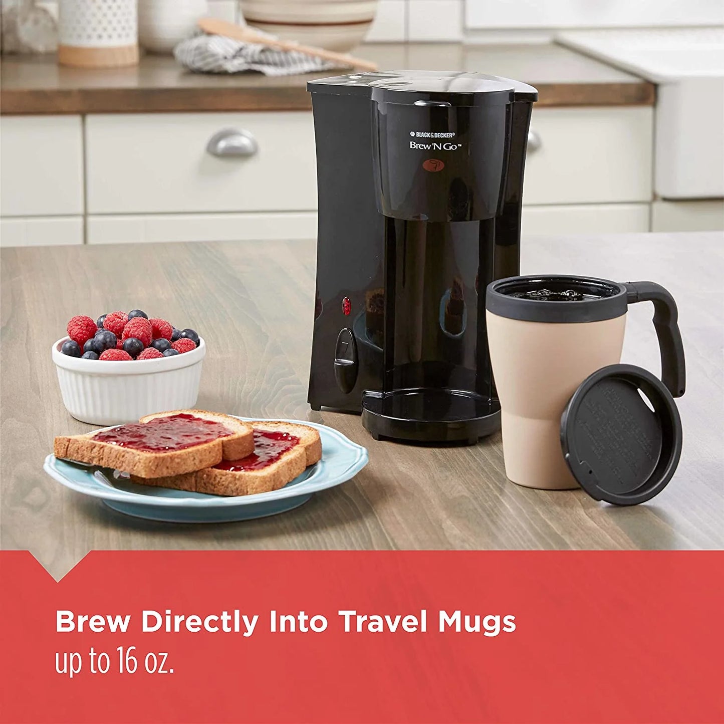 BLACK+DECKER Brew 'n Go Personal Coffeemaker with Travel Mug P145