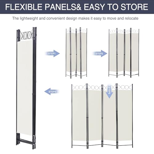 Room Divider 4 Panels 6FT Folding Privacy Screen with Steel Frame, Blue K44295