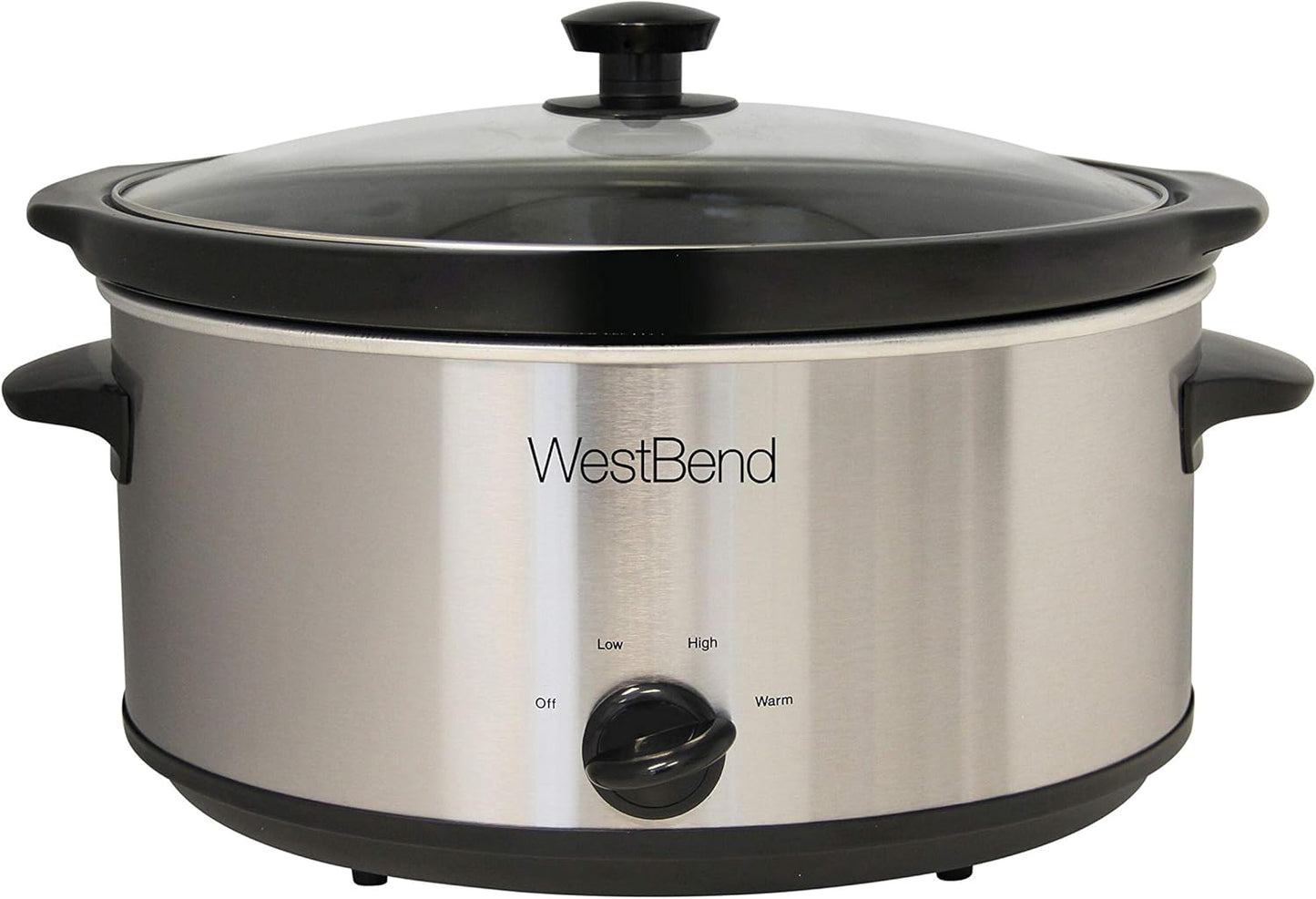 West Bend Manual Crockery Slow Cooker 6-Quart with Glass Lid, Silver Z234161