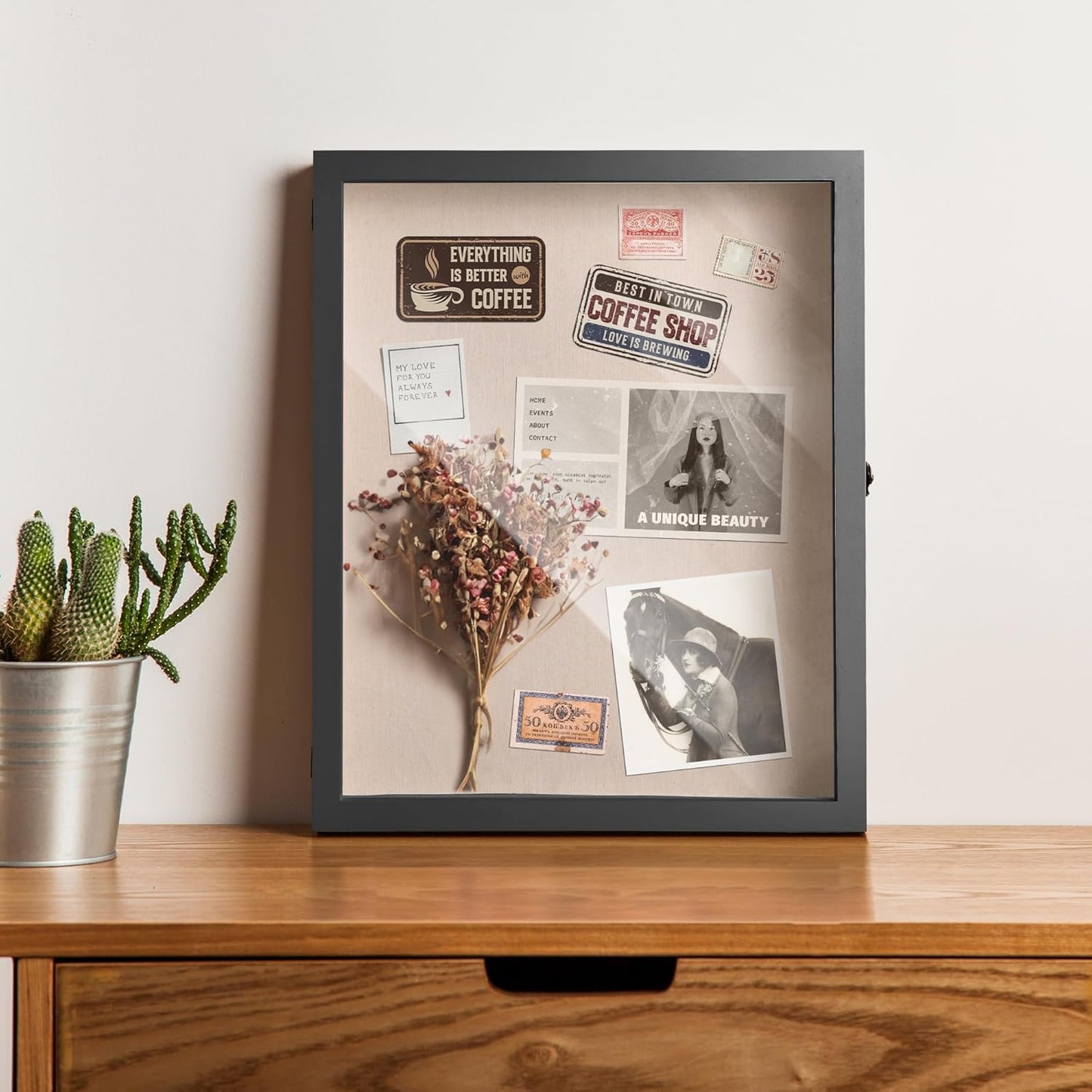 16x20'' Shadow Box Display Case with Door and Metal Lock, Black T184982