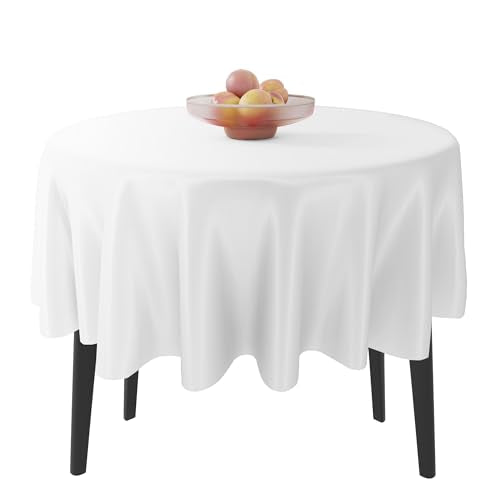 Fixwal 6 Pack Red Plastic Tablecloth, 84 Inch Disposable Table Cloth Plastic Table Cover Premium Round Tablecloths for Dinner, Birthday, Outdoor