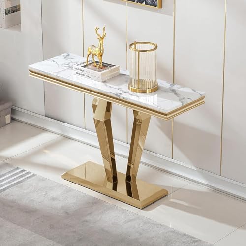 Gold Faux Marble Coffee Table Set of 4 with Console and End Tables Q776
