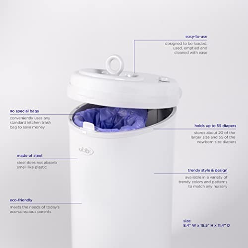 Ubbi Steel Diaper Pail, Odor Locking, Terrazzo E17089