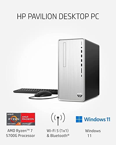 HP Pavilion Desktop PC, AMD Ryzen 7 5700G, 64GB RAM, 2TB SSD + 1TB HDD, Windows 11 J293760