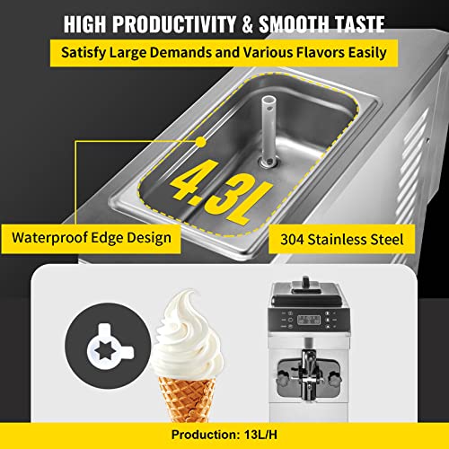 VEVOR Soft Serve Ice Cream Machine, 3.4 Gal/H, Single Flavor, 1200W Countertop N839059