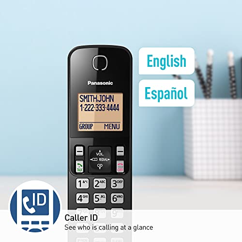 Panasonic Expandable Cordless Phone System with Amber Backlit Display – 2 Handsets Q8199