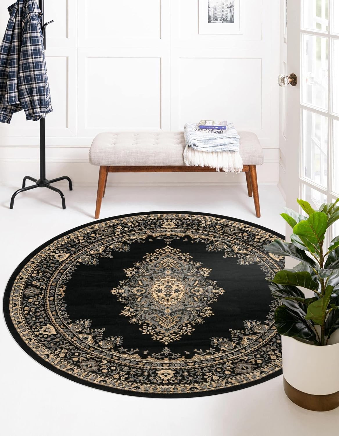 Rugs.com Amaya Collection 8 Ft Round Black Rug O23961