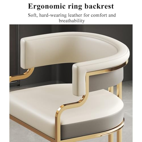 Modern Tub Chair Upholstered Armchair with Golden Metal Legs White C9406