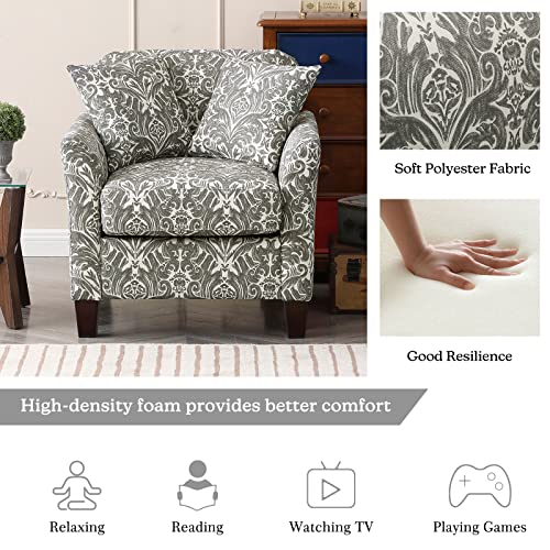 HULALA HOME Floral Accent Chair with Removable Cushions & 2 Pillows, Indigo, 2PCS G746
