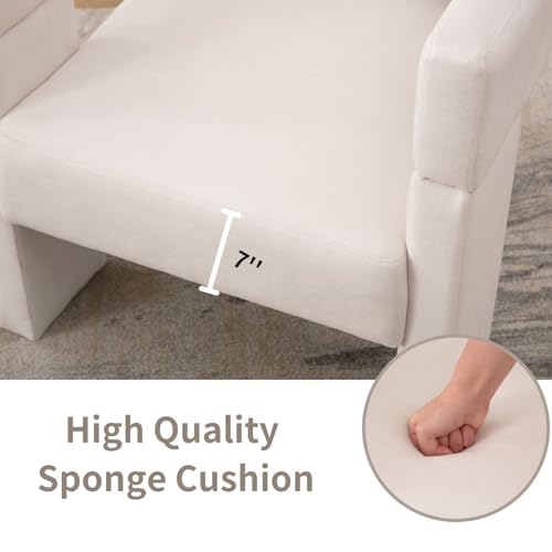 Modern Barrel Accent Chair Beige Upholstered Armchair D68949