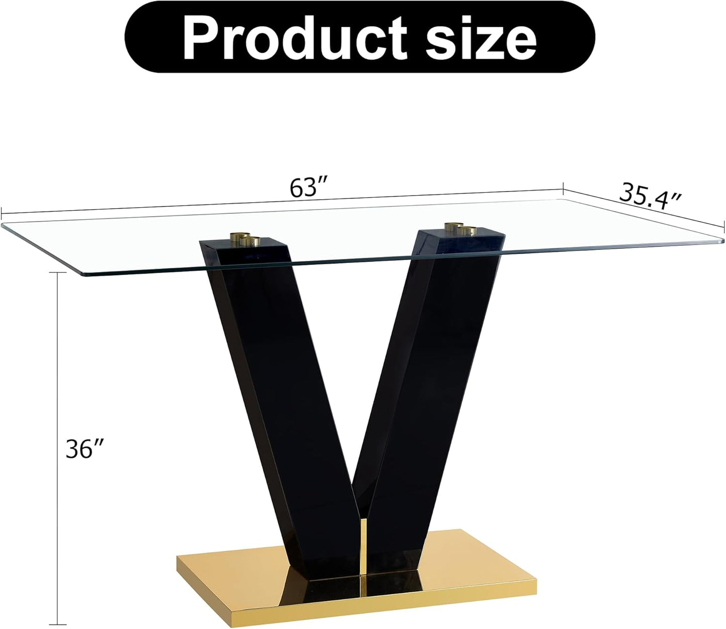 Modern Rectangular Glass Dining Table for 6-8, Tempered Glass Top G754553