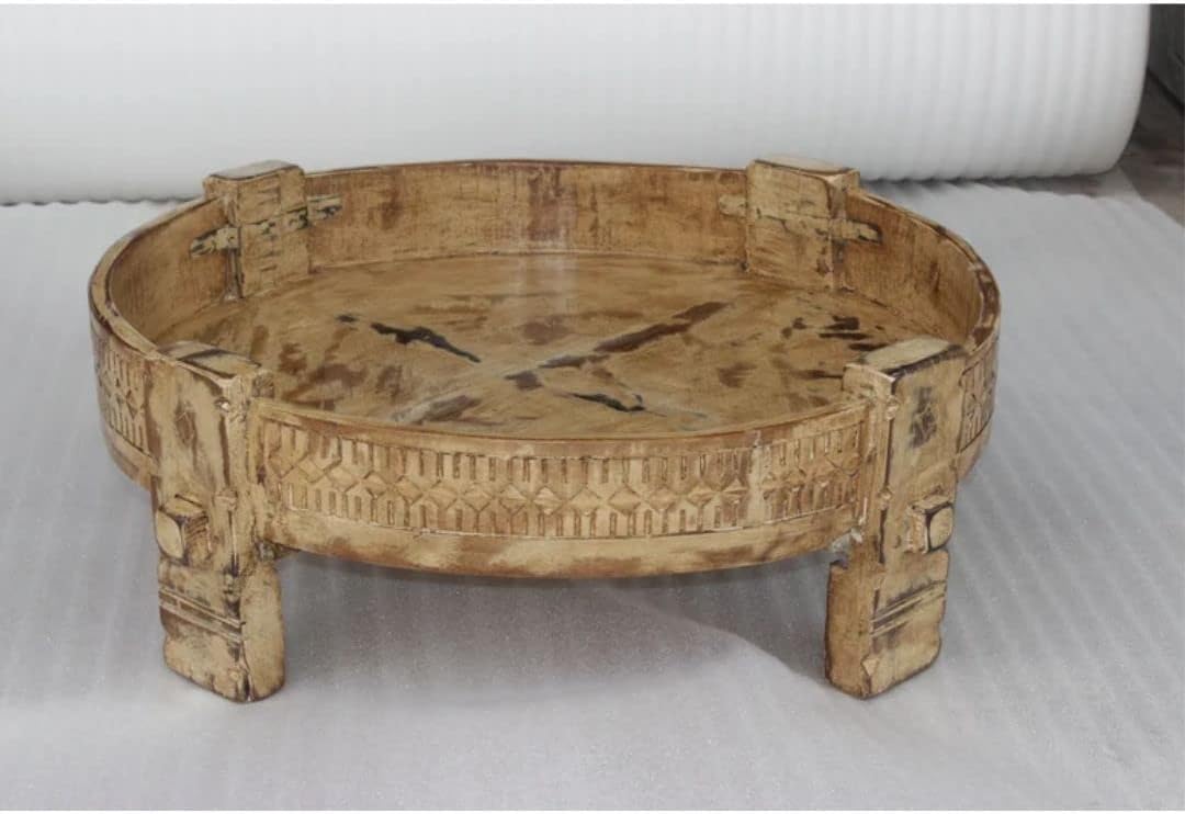 Hand Carved Solid Mango Wood Round Coffee Table H451