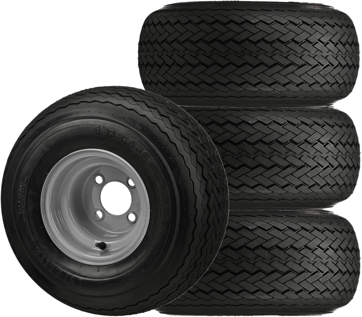 RM Cart Four Golf Cart Tires & Rims 18 X 8.5 X 8 18-850-8 18X8.50-8 Club Car Gray 4 Lug Hole 18"