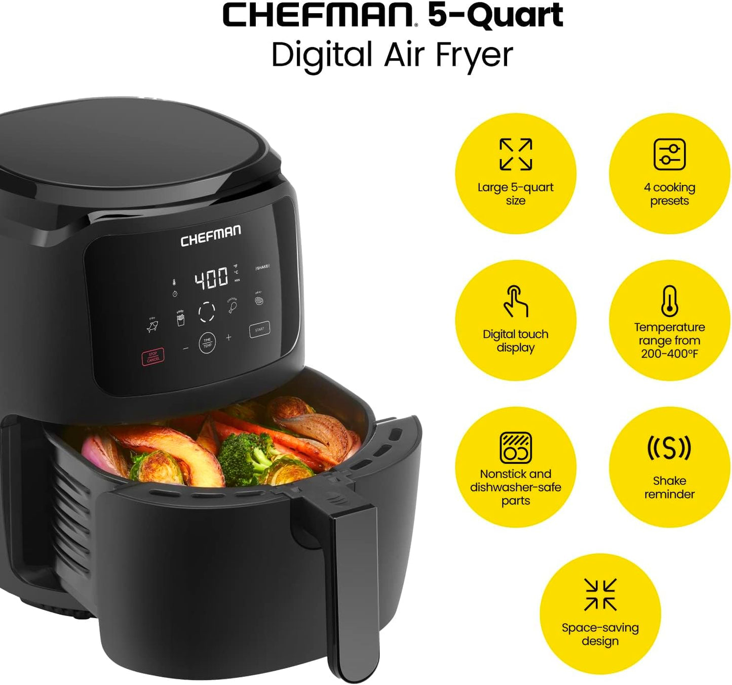CHEFMAN Multifunctional Digital Air Fryer with Rotisserie, Dehydrator, 5 Qt W4818