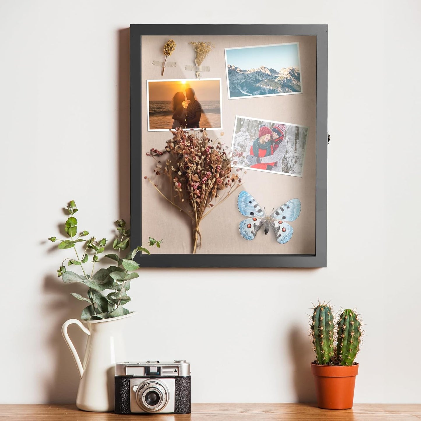 16x20'' Shadow Box Display Case with Door and Metal Lock, Black T184982