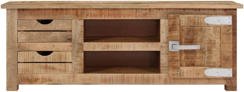 Country Farmhouse Entertainment Center TV Stand, Mango Wood F68253