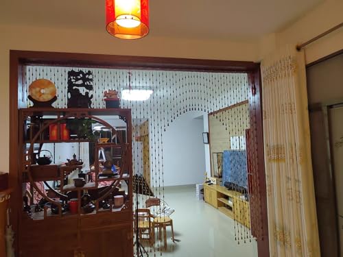 Custom Door Hanging Beads Curtain Privacy, Wood Beaded Curtains for Bedroom Windows Hallway Decor, Dense Bead Room Divider for Patio Porch (Color : 35 Strands, Size : L 125cm/49.2") Q5652