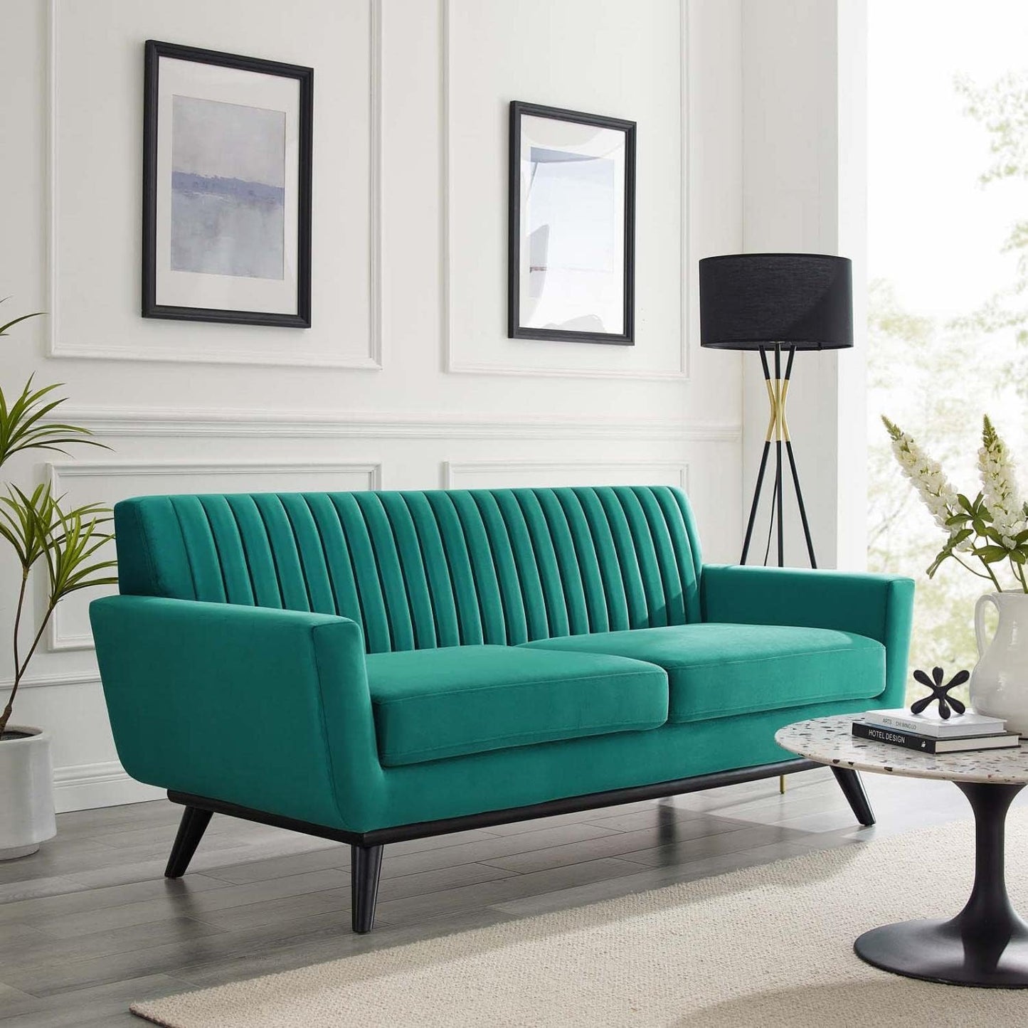 Modway Engage Channel Tufted Velvet Loveseat Teal A82221