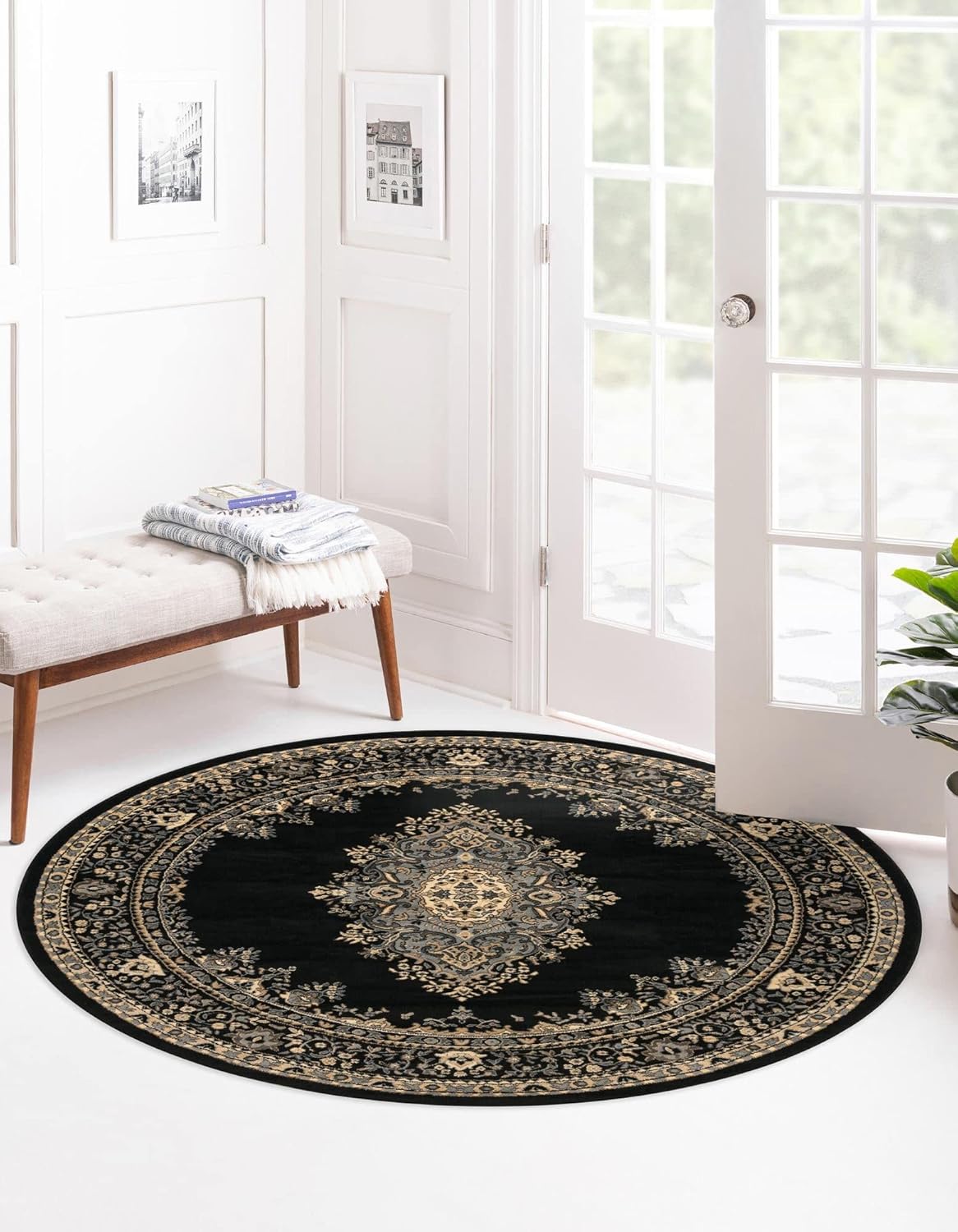 Rugs.com Amaya Collection 8 Ft Round Black Rug O23961