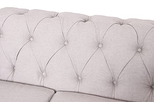 Chesterfield Sofa with Nail-Head Trim, Modern Fabric Accent Chair E8175