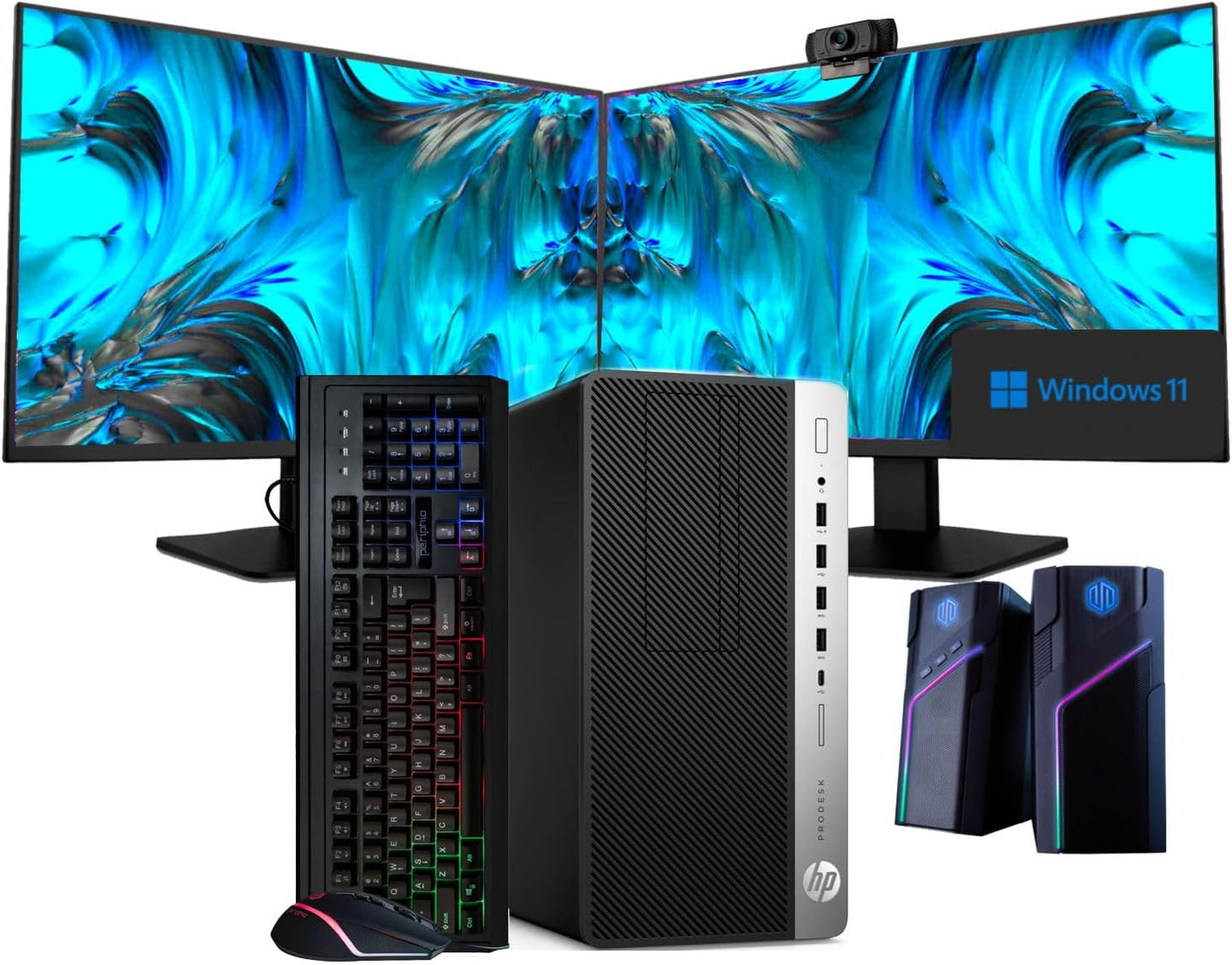 HP Workstation PC Desktop with NVIDIA GeForce K1200 4GB, Intel i7-8700, 32GB DDR4 RAM, 1TB SSD + 4TB HDD, Windows 11 Pro, Dual 22in LCD Monitors - for Creative Applications