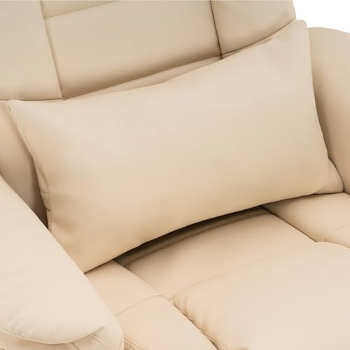 MCombo Recliner with Ottoman, Vibration Massage, Faux Leather Cream White T68744