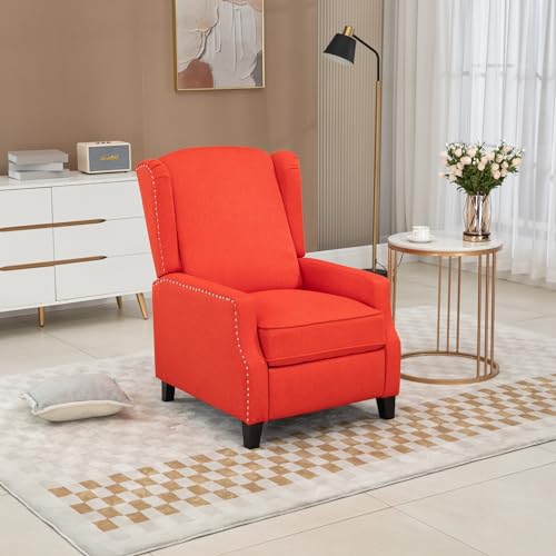 Adjustable Wingback Recliner Chair with Footrest, Red M148873