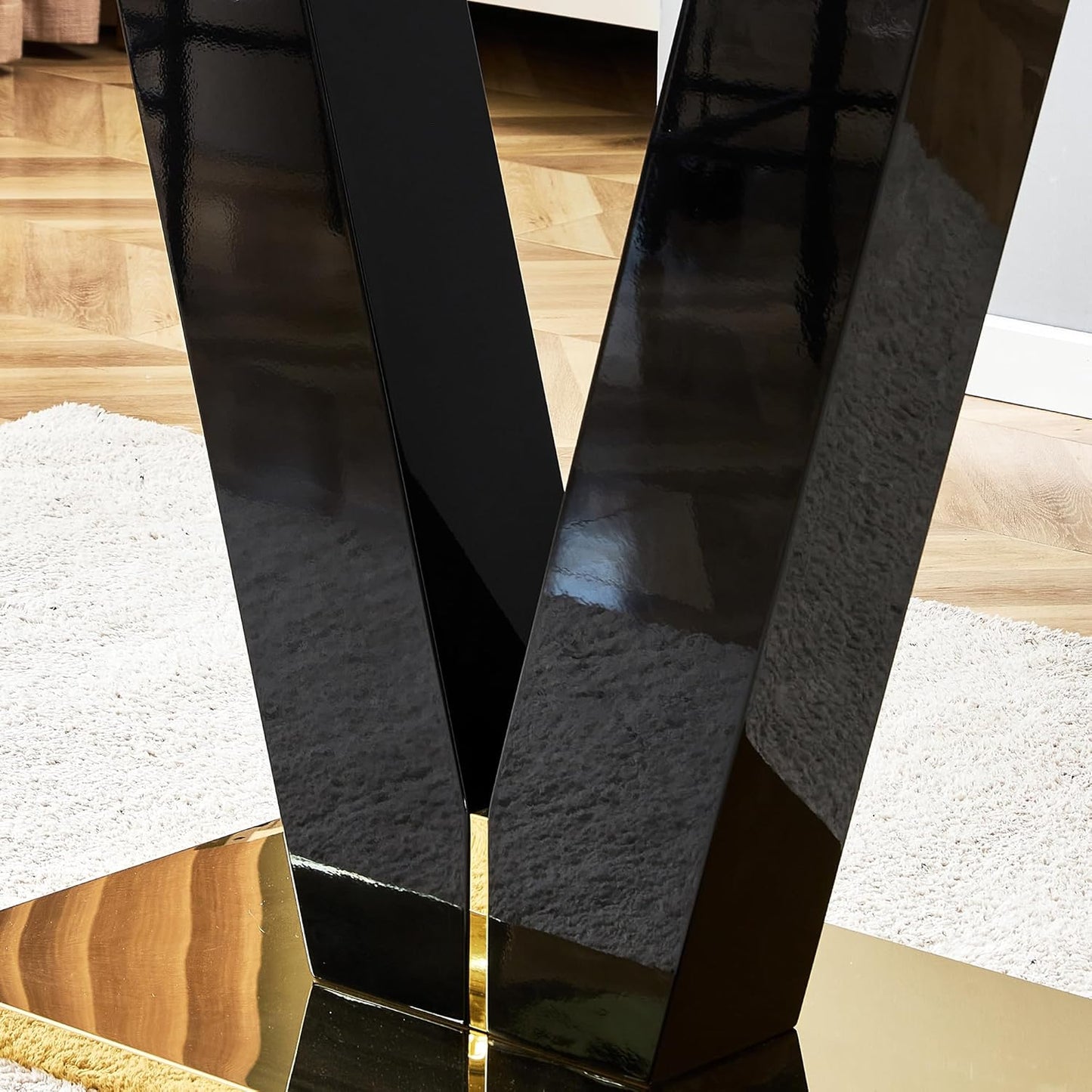 Modern Rectangular Glass Dining Table for 6-8, Tempered Glass Top G754553