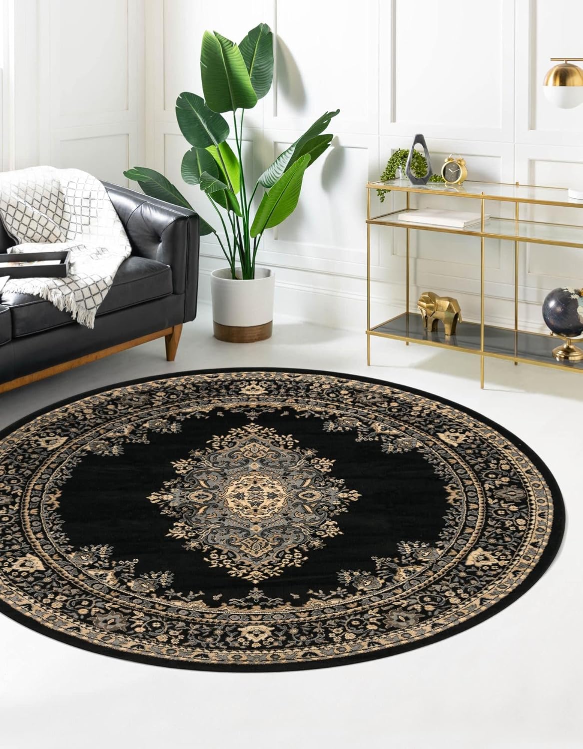 Rugs.com Amaya Collection 8 Ft Round Black Rug O23961