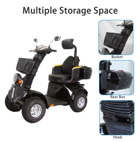 4 Wheels 3-Speed Electric Mobility Scooter for Adults and Seniors, Black R1598