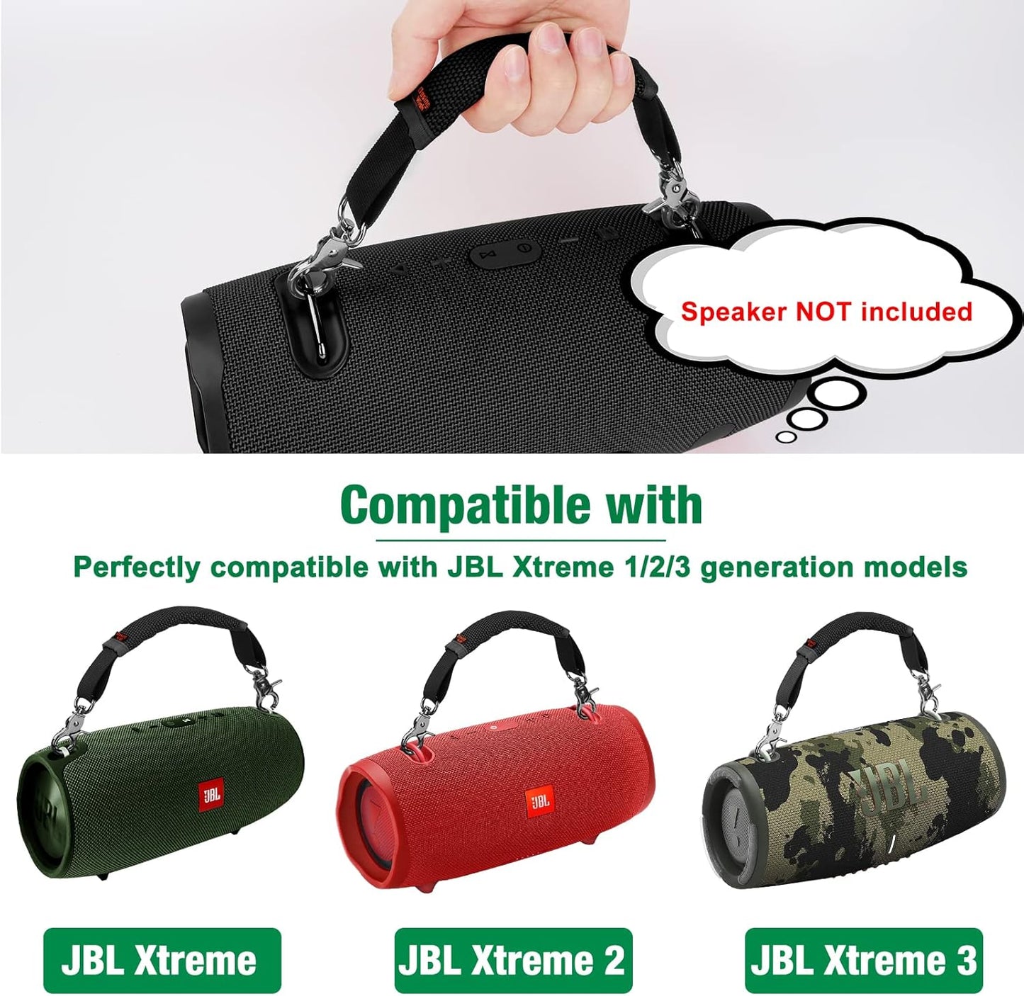 Desing Wish Removable Speaker Handle Strap for JBL Xtreme, W-King X10, ZEALOT S67 (Black) E719109
